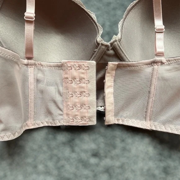 ***Final Drop*** NWT Sophie B Pink Lace over Gray Longline Bra 34C - Picture 10 of 13